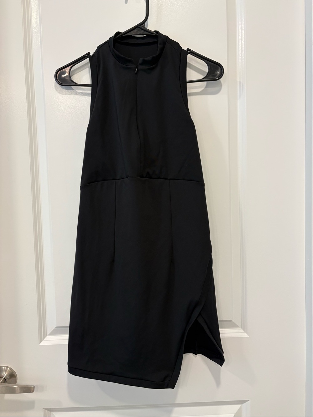 HALARA Black Halter Mini Dress with Side Slit